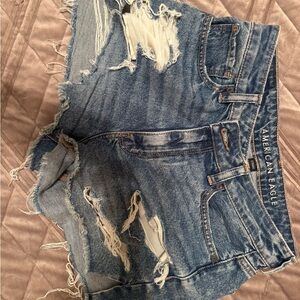 American Eagle Outfitters Blue Distressed Jean Shorts
